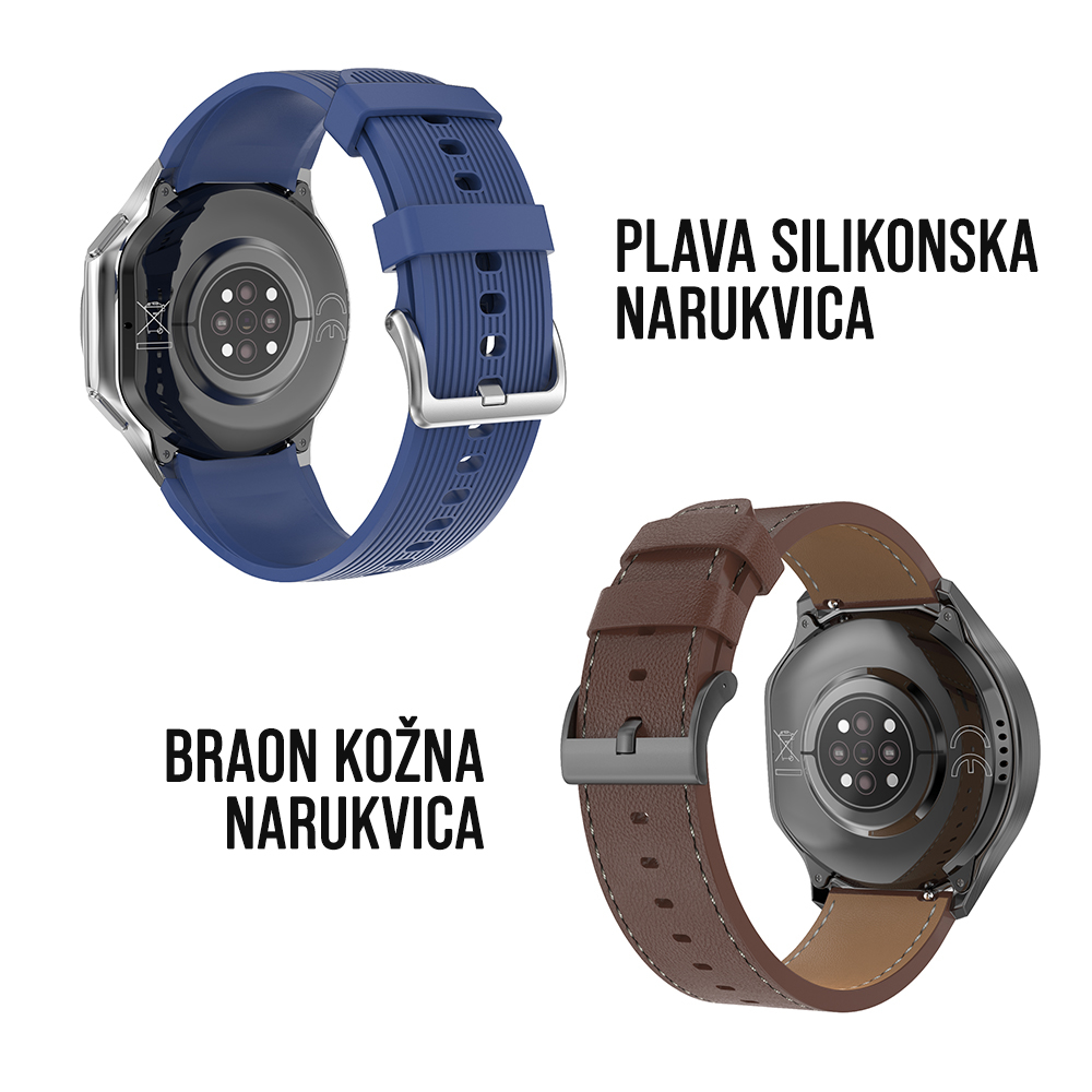 Pametni Sat Smart watch DT Watch X plavi (plava silikonska i braon kozna narukvica) cena 15000 din slika