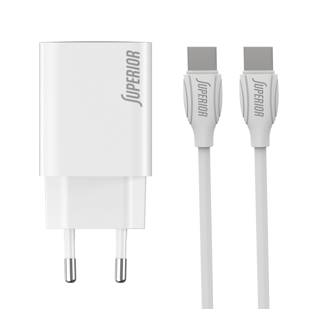 Kucni punjac Superior SU-P103 Super Fast PD 25W 3A Type C na Type C beli (CERT) cena 2000 din slika