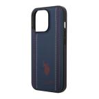 Maska Futrola Polo Leather With Stitched Lines Double Line & Horse Logo za Iphone 14 Pro Max plava Full ORG (USHCP14XPFAV) slika 3