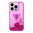 Maska Futrola GUESS Liquid Glitter With Translucent Triangle Logo za Iphone 14 Pro pink Full ORG (GUHCP14LLFCTPF) slika 2