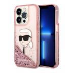 Maska Futrola Karl Lagerfeld Liquid Glitter NFT Karl's Head Hard za Iphone 14 Pro pink Full ORG (KLHCP14LLNKHC) slika 5