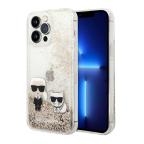 Maska Futrola Karl Lagerfeld Liquid Glitter Case Karl And Choupette za Iphone 14 Pro zlatna Full ORG (KLHCP14LGKCD) slika 5