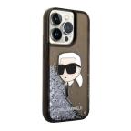 Maska Futrola Karl Lagerfeld Liquid Glitter NFT Karl's Head Hard za Iphone 14 Pro crna Full ORG (KLHCP14LLNKHC) slika 3