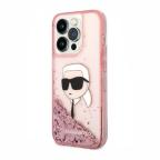 Maska Futrola Karl Lagerfeld Liquid Glitter NFT Karl's Head Hard za Iphone 14 Pro Max pink Full ORG (KLHCP14XLNKHC) cena 4500 din slika