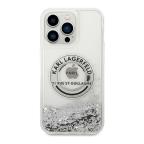 Maska Futrola Karl lagerfeld Liquid Glitter Round Rsg Logo za Iphone 14 Pro srebrna Full ORG (KLHCP14LLCRSGRS) slika 2