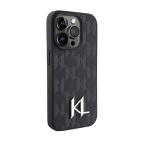 Maska Futrola Karl Lagerfeld Leather Case With Hot Stamping Monogram And Kl Metal Logo za iPhone 15 Pro Max (6.7) crna Full ORG (KLHCP15XPKLPKLK) slika 3