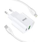 Kucni punjac Superior SU-P102 20W Super Fast USB A QC3.0+Type C sa Type C na Lightning kablom beli (CERT) slika 2
