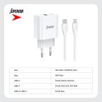 Kucni punjac Superior SU-P102 20W Super Fast USB A QC3.0+Type C sa Type C na Lightning kablom beli (CERT) slika 4