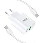 Kucni punjac Superior SU-P102 20W Super Fast USB A QC3.0+Type C sa Type C na Type C kablom beli (CERT) slika 2