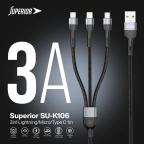 USB data kabal Superior SU-K106 3in1 Lightning/Micro/Type C 1m crni slika 4