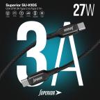 USB data kabal Superior SU-K105 Cink 60W 3A Type C na Type C 1m crni slika 6