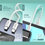 USB data kabal Moxom MX-CB128 Type C na Type C PD 60W 20cm beli slika 4