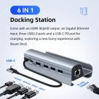 Adapter Type C JWD-TC58 na LAN, PD, HDMI, 3x USB 3.0 6 u 1 sivi slika 4