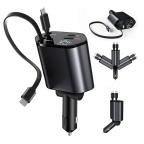 Auto punjac C1 4u1 PD 3A, USB 2.4A 120W (total) sa Type C/lightning kablom tamno sivi cena 6000 din slika