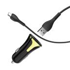 Auto punjac HOCO Z31 QC3.0 2xUSB sa micro USB kablom crni slika 2