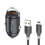 Auto punjac KONFULON C95Q + DC85 QC3.0 20W, PD 20W sa iPhone lightning kablom crni 1m cena 2000 din slika