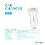 Auto punjac Pluginn PI-35 2xUSB, 2.4A  sa Type C kablom beli slika 2