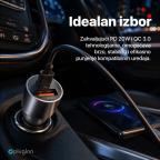 Auto punjac Pluginn PI-40, PD 20W, QC 3.0 18W, sa lightning kablom sivi slika 3