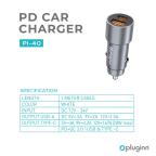 Auto punjac Pluginn PI-40, PD 20W, QC 3.0 18W, sivi slika 2