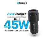 Auto punjac Teracell Evolution TC-11 PD 22.5W + USB QC3.0 20W, 45W (total) sa Lightning kablom crni cena 2000 din slika