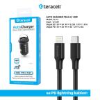 Auto punjac Teracell Evolution TC-13 PD 30W + USB QC3.0 18W, 48W (total) sa PD Lightning kablom crni slika 3