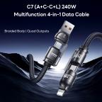 Crossbody visenamenski data kabl REMAX Vanguard 240W C7(A+C-C+L) 1,5m slika 3