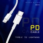 Data kabl KONFULON DC13 PD 3A Type C na iPhone lightning beli 1m slika 2