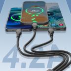 Data kabl LDNIO LC96 u 4.2A 3 u 1 sivi 1.2m slika 4