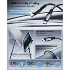 Data kabl REMAX Velocity CB25 Fast charging 240W Type C na Type C 240W 1.2m crni slika 2