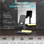 Desktop drzac za mobilni telefon HT531 sa wireless punjacem i LED svetlom crni slika 3