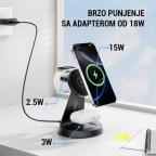 Desktop drzac za mobilni telefon magnetic ZJ02 3u1 (wireless punjac za mobilni telefon, slusalice i Apple smart watch) slika 3
