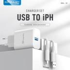 Kucni punjac KONFULON C87, 3A, 15W, sa iPhone lightning kablom white cena 3000 din slika