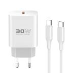 Kucni punjac KONFULON C87c + DL51, 30W, sa PD kablom Type C na Type C beli cena 3000 din slika