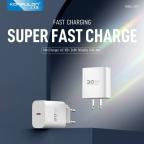 Kucni punjac KONFULON C87c + DL50, 30W, sa PD kablom Type C na iPhone lightning beli cena 3000 din slika