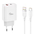 Kucni punjac KONFULON JK87, QC 20W, PD 30W, sa Type C kablom beli cena 3000 din slika