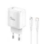 Kucni punjac KONFULON JK91+DC66 PD20W sa PD kablom Type C na iPhone lightning beli cena 3000 din slika