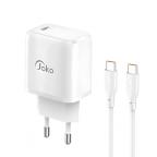 Kucni punjac KONFULON JK91+DC67 PD20W sa PD kablom Type C na Type C beli cena 3000 din slika