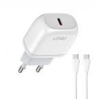 Kucni punjac LDNIO A1209C PD, 20W sa Type C na Type C kablom beli slika 3