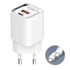 Kucni punjac LDNIO A2317C, 3.6A, QC3.0 18W, PD 30W sa Type C na Iphone lightning kablom beli cena 5000 din slika