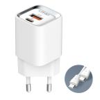 Kucni punjac LDNIO A2317C, 3.6A, QC3.0 18W, PD 30W sa Type C na Type C kablom beli slika 1