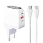 Kucni punjac LDNIO A2522C QC3.0, PD, PPS, LED Display, 30W sa Type C na Type C kablom beli cena 4000 din slika