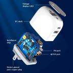 Kucni punjac LDNIO A2522C QC3.0, PD, PPS, LED Display, 30W sa Type C na Type C kablom beli slika 4