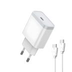 Kucni punjac LDNIO Q122 PPS PD, 27W sa Type C na Type C kablom beli cena 4000 din slika