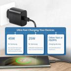Kucni punjac PD Fast charger 45W redizajn za Samsung sa PD Type C kablom CE crni slika 6