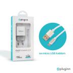 Kucni punjac Pluginn PI-D48, 5V, 2.4A, 12W sa micro USB kablom beli CE slika 3