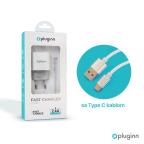 Kucni punjac Pluginn PI-D48, 5V, 2.4A, 12W sa Type C kablom beli CE slika 3