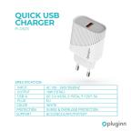 Kucni punjac Pluginn PI-D52S, QC3.0 18W sa lightning kablom beli CE slika 2