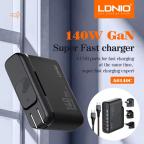 Kucni punjac sa adapterima LDNIO A6140C GaN PPS 3xQC3.0 (30W), 3xPD3.0 (100W), 140W Max, a Type C na Type C kablom crni cena 8000 din slika