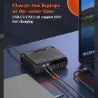 Kucni punjac sa adapterima LDNIO A6140C GaN PPS 3xQC3.0 (30W), 3xPD3.0 (100W), 140W Max, a Type C na Type C kablom crni slika 6