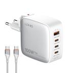 Kucni punjac sa adapterima LDNIO Q408 GaN PPS QC3.0 (30W), 3xPD3.0 (100W), 100W Max, sa Type C na Type C kablom beli cena 8000 din slika